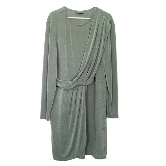 ASOS Dresses & Skirts - ASOS Mint Green Long Sleeve Draped Jersey Dress